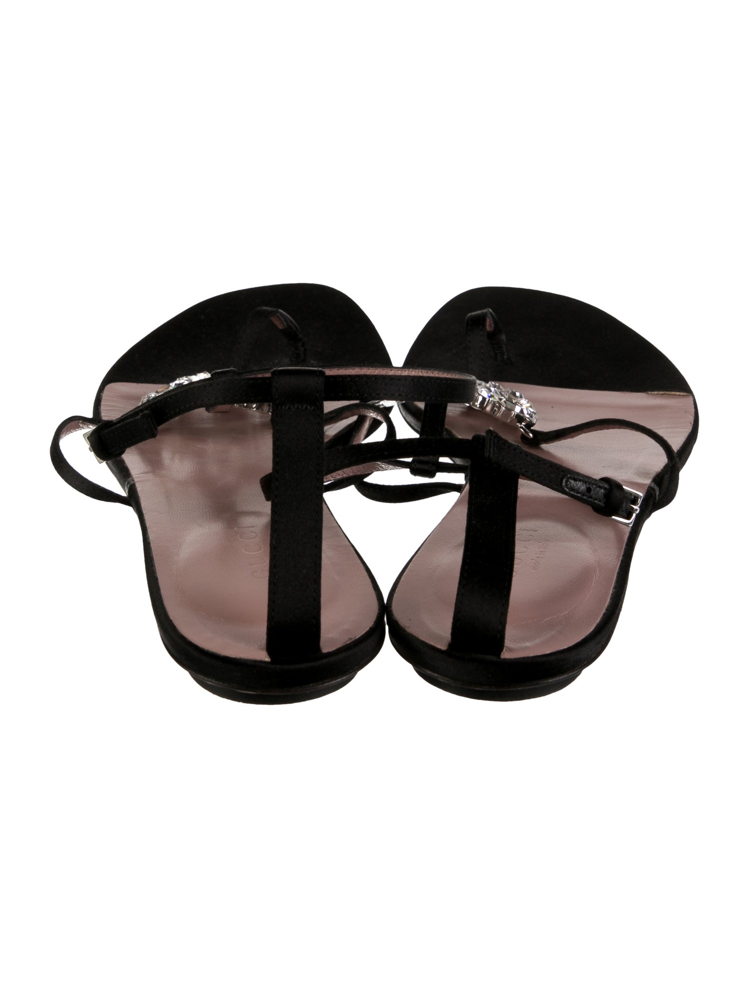 Gucci Satin T-Strap Sandals